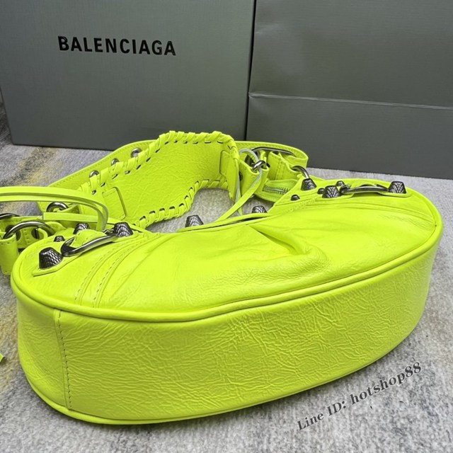 Balenciaga專櫃爆款Le Cagole半月牙腋下包餃子包 巴黎世家經典小號爆裂黑鱷金機車包 fyj1069